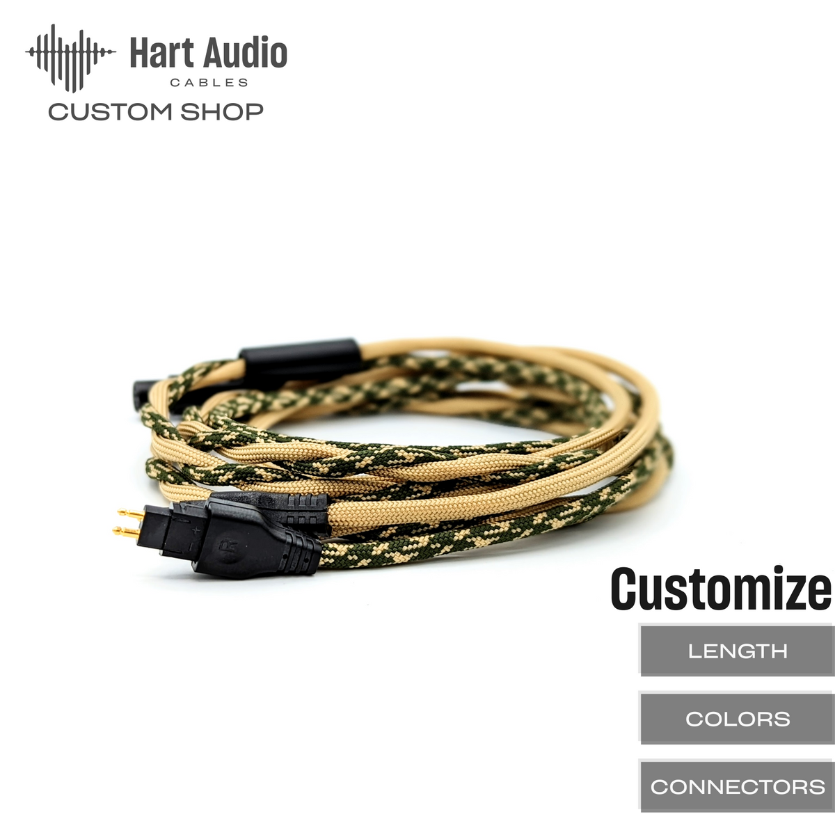 TWBRA-HC-5: Twisted Braid Dual Sennheiser 2-pin Cable for HD600