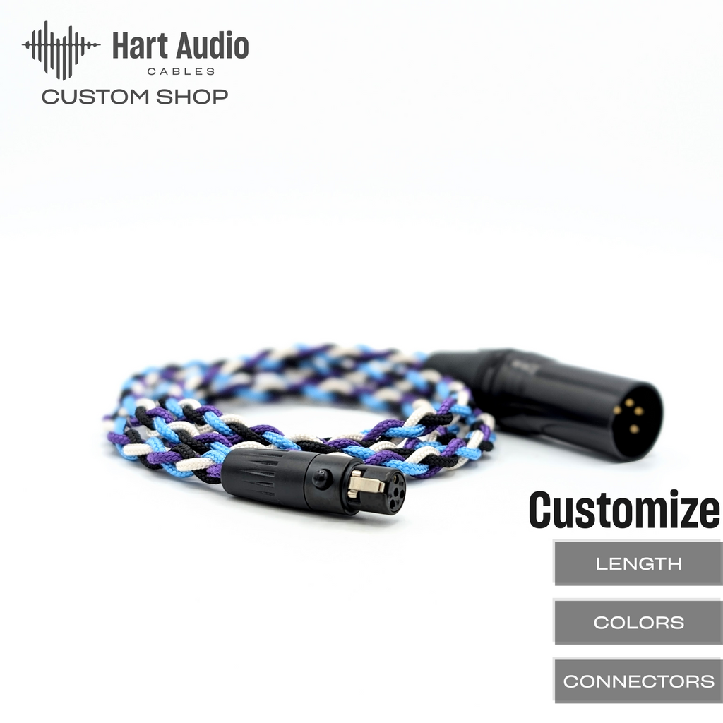 95BRA-HC-8: Custom Braided [F] 4-pin mini-XLR cable for HD 490 and Drop DT 177X Go