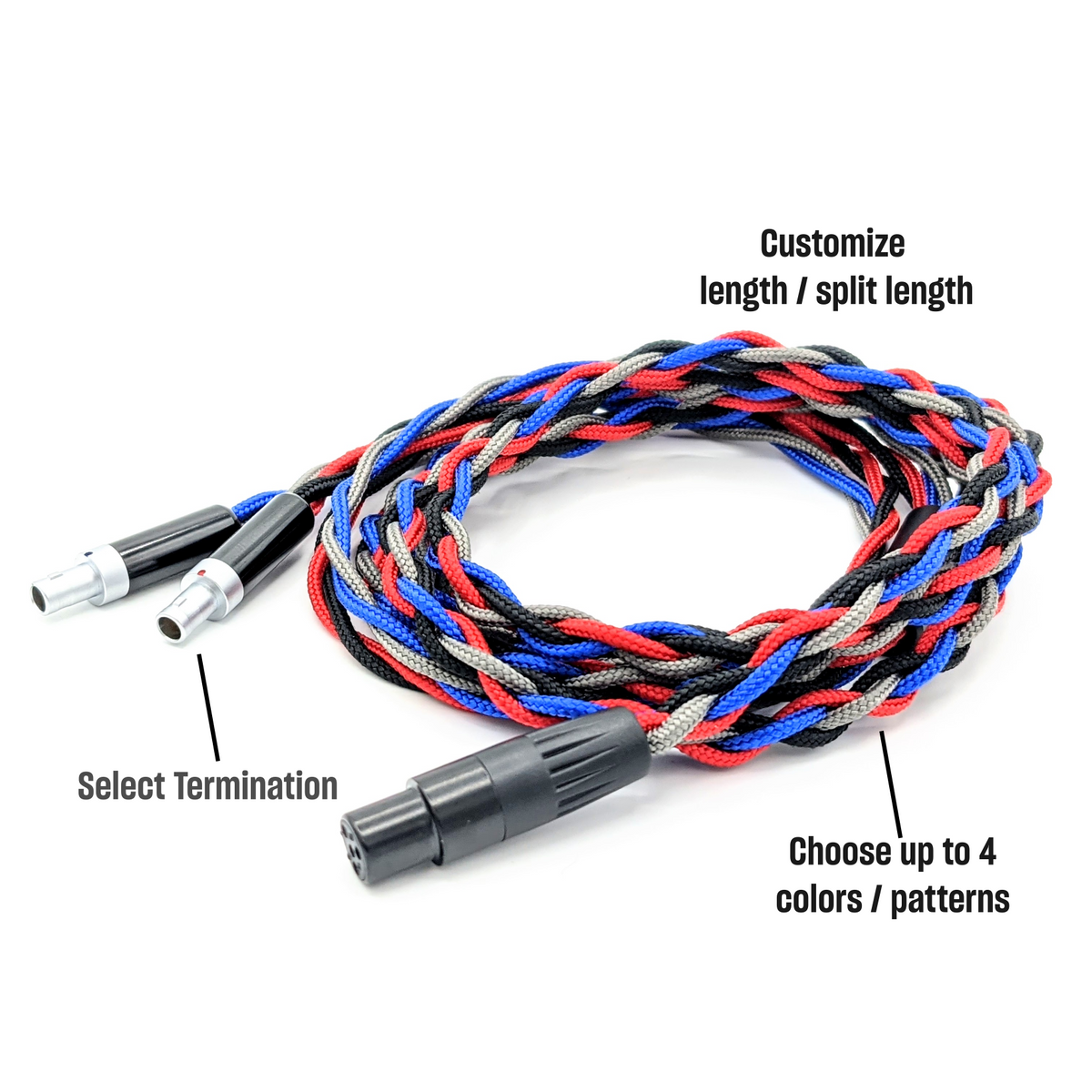 Custom Braided HD800 Balanced Headphone Cable Hart Audio Cables