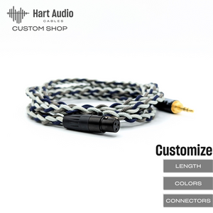 95BRA-HC-4: Custom Braided 3-pin mini-XLR cable for AKG, Beyerdynamic headphones