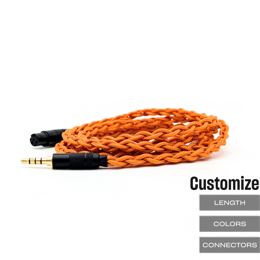 BRA-HC-2-MDR: Custom Braided 3.5mm TRRS cable for Sony MDR-M1, MDR-MV1 headphones + more