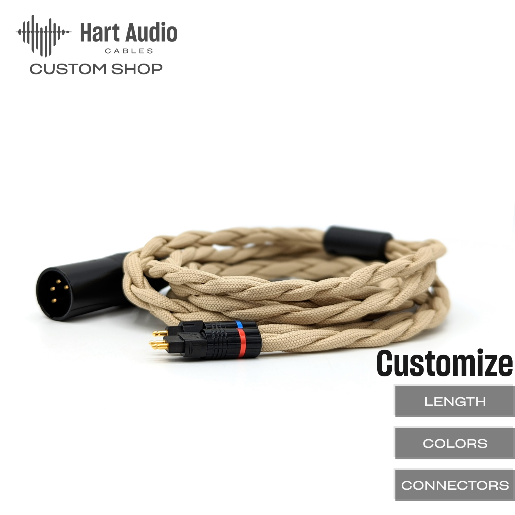 Custom Thick Braided Dual Senn 2-pin cable for HD600, 6XX, 58X, 660S, 660S2 and more