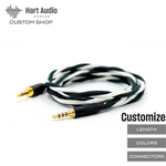 TWBRA-HC-2: Custom Twisted Braid 3.5mm TRRS cable for T60RP, HE-R9, DEVA, MM-100 headphones + more