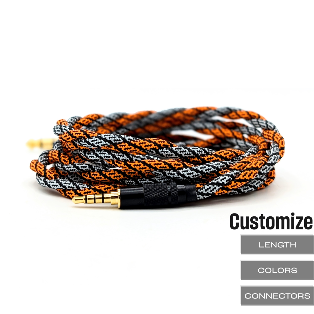 TWBRA-HC-2-MDR: Custom Twisted Braid 3.5mm TRRS cable for Sony MDR-M1, MV1 + more