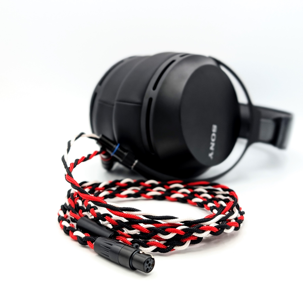 BRA-HC-9-TRC: Custom braided dual collared 3.5mm TRS Balanced Headphone Cable for Sony MDR-Z7M2, MDR-Z1R + more