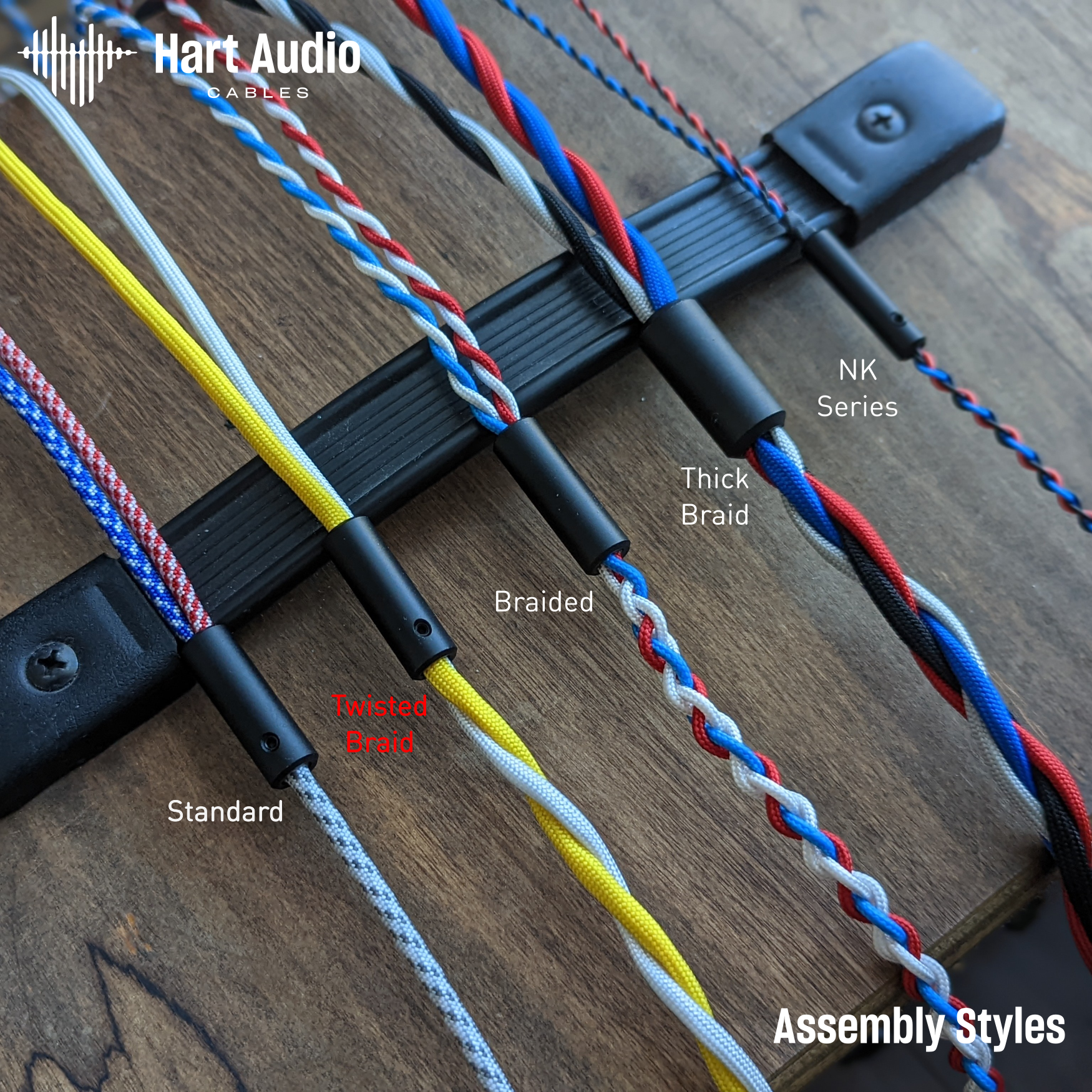 TWBRA-HC-9-THK: Twisted Braid Dual 3.5mm Headphone Cable for Focal / Hifiman + more