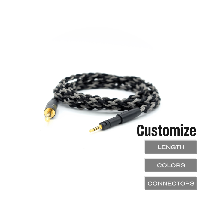 BRA-HC-6-B: Braided Locking 2.5mm Cable for Sennheiser HD 505, HD 560s, HD 620s + more