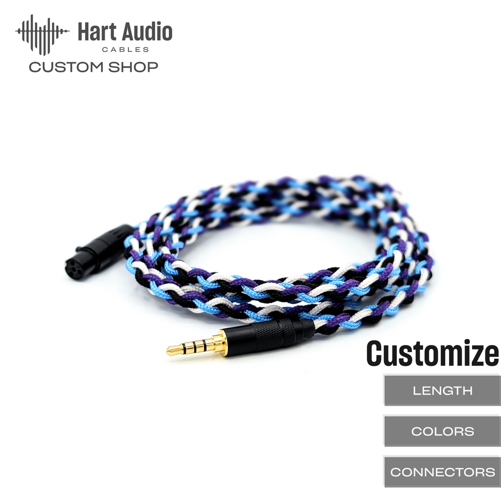 95BRA-HC-2: Custom Braided 3.5mm TRRS cable for T60RP, HE-R9, DEVA, MM-100 headphones + more