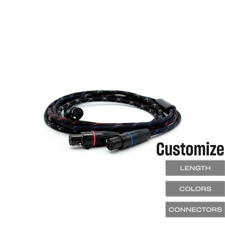 CST-HC-10: Dual [F] 4-pin mini-XLR Balanced Headphone Cable for Audeze / ZMF / Meze