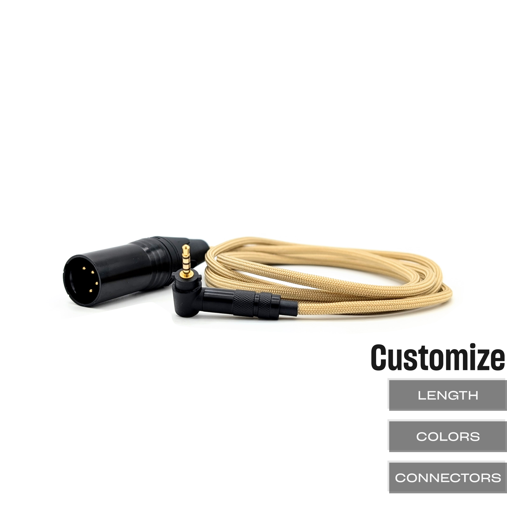 CST-HC-3-C: Custom 90° 2.5mm headphone cable for T50RP 50th anniversary headphones (Balanced options)