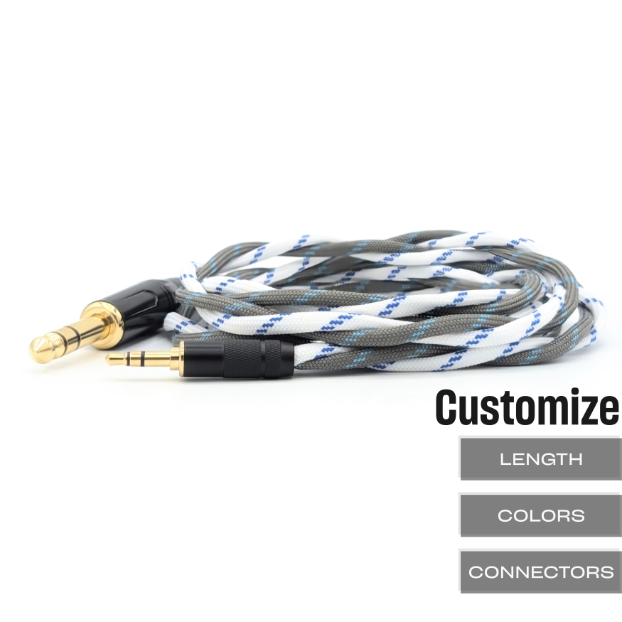 TWBRA-HC-1: Custom Twisted Braid 3.5mm headphone cable for Focal Hadenys / Azurys/ Lensys, SHP9500 + more