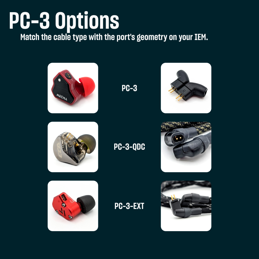 PC-3-EXT-NK: Dual angled 2-pin (extended) balanced modular IEM Cable