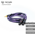 TWBRA-HC-18-K: Twisted Braid Dual 3-pin mini-XLR headphone cable for Koss A/550
