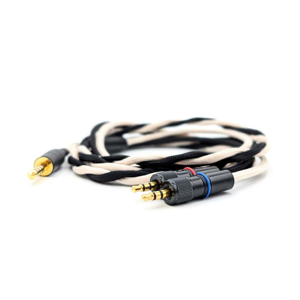 TWBRA-HC-9-TRC: Custom twisted braid dual collared 3.5mm TRS Balanced Headphone Cable for Sony MDR-Z7M2, MDR-Z1R + more