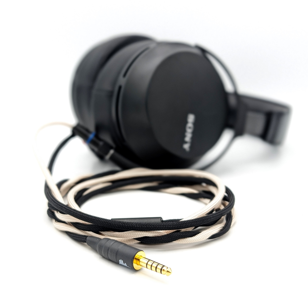 TWBRA-HC-9-TRC: Custom twisted braid dual collared 3.5mm TRS Balanced Headphone Cable for Sony MDR-Z7M2, MDR-Z1R + more