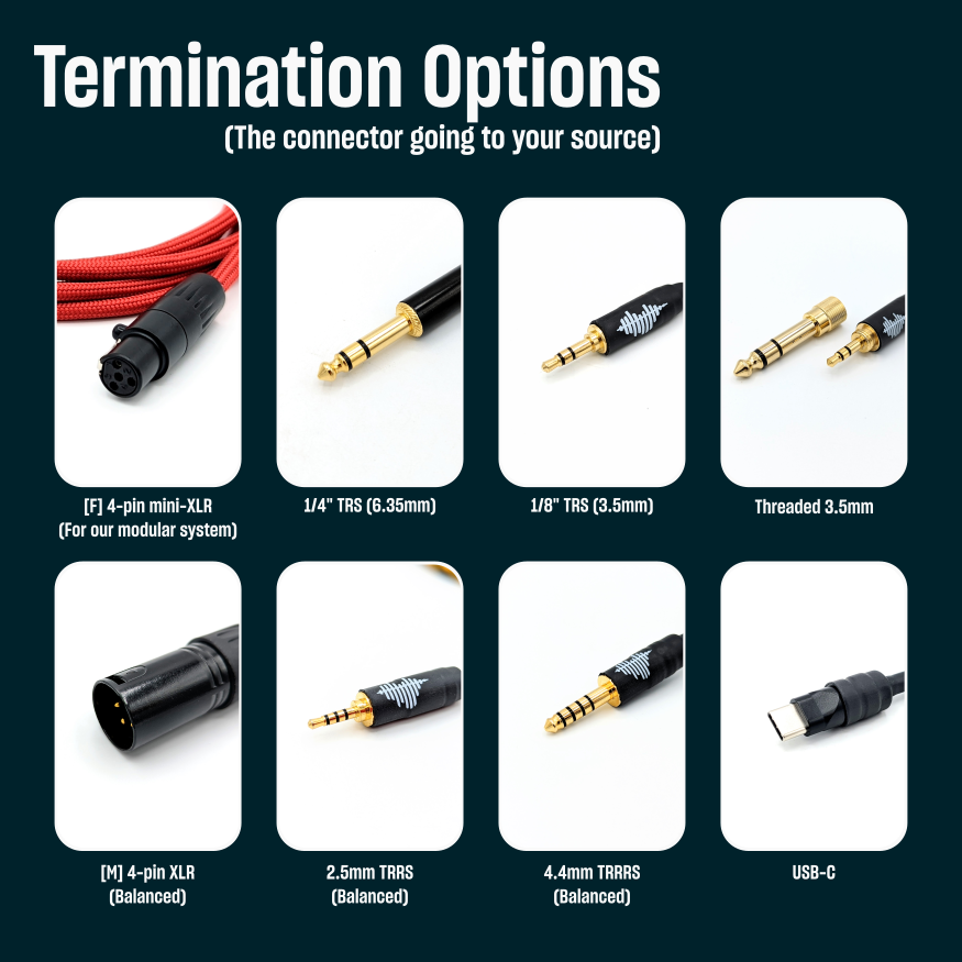 CST-HC-10-M: Dual [F] 4-pin mini-XLR Balanced Headphone Cable for Monolith M1570 / M1570C