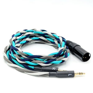 CHBRA-HC-9-THK: Thick Braided Dual 3.5mm Balanced Headphone Cable for Focal / Hifiman headphones + more