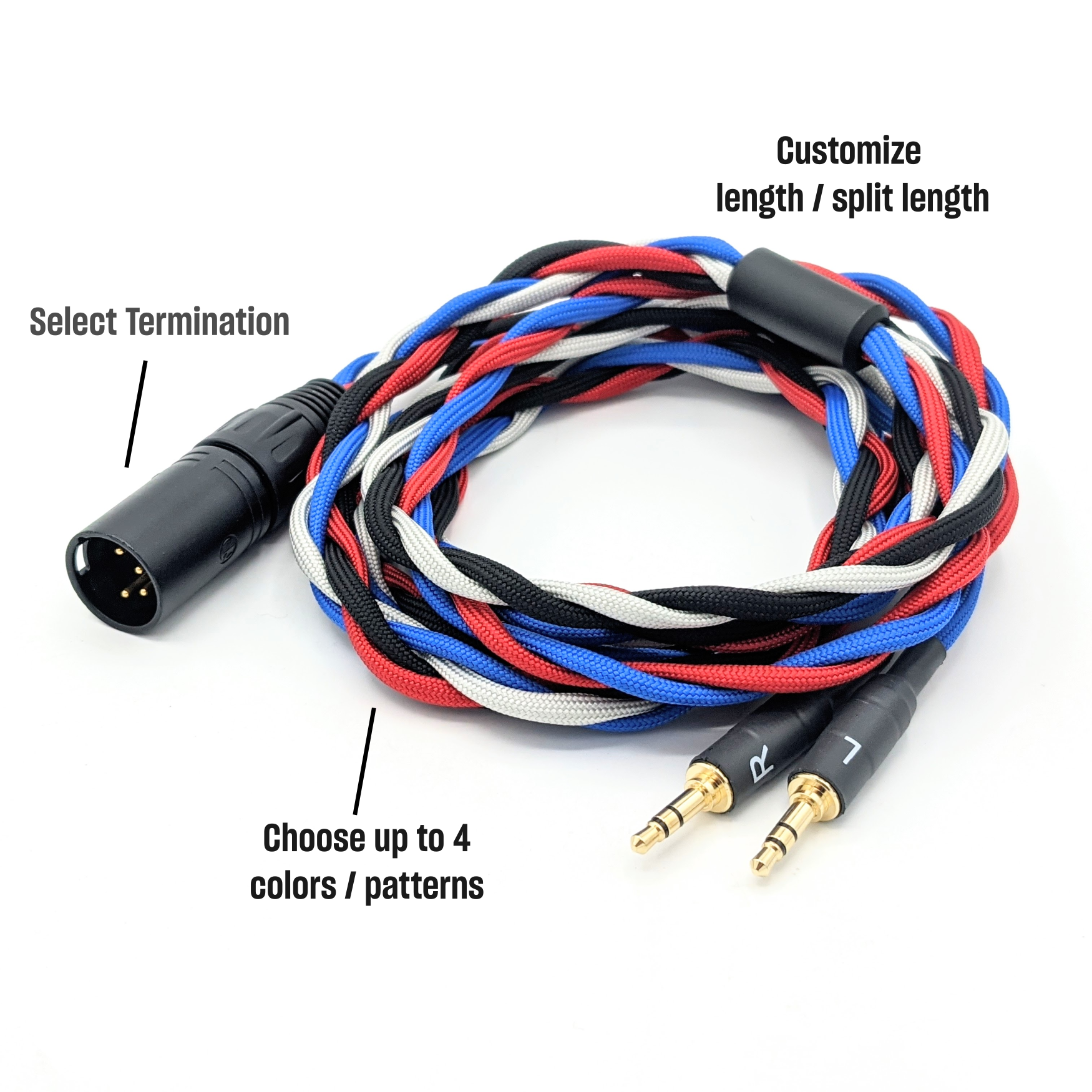 Custom Chunky Braided Dual 3.5mm TRS Balanced Headphone Cable